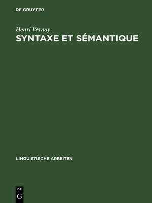 cover image of Syntaxe et sémantique